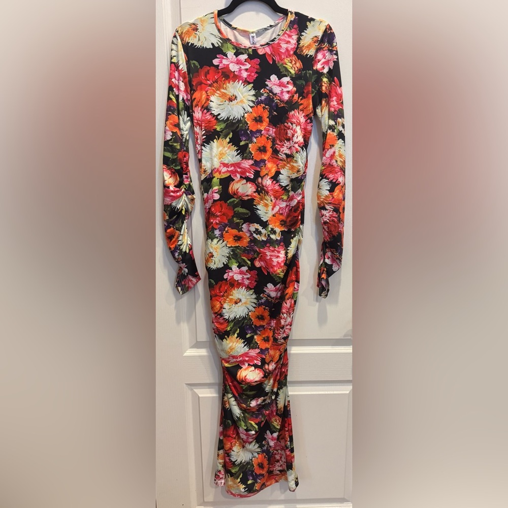 OC ORDER PLUS Bodycon Floral Maxi Dress Mermaid Fishtail Small NWT